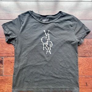 Victoria's Secret Black Crewneck Logo Tee